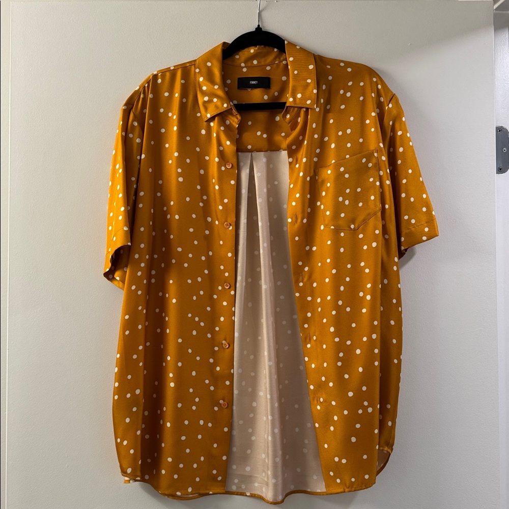 Finney Polka Dot Button-Up Shirt mustard.